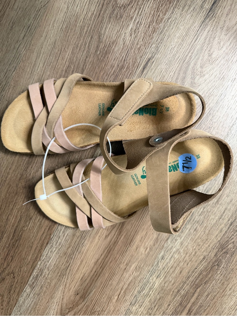 Women's Tan and Blush Strappy Slingback Sandals
